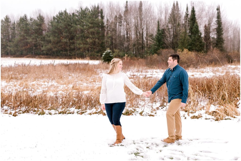 Wisconsin Rustic Winter Engagement Session