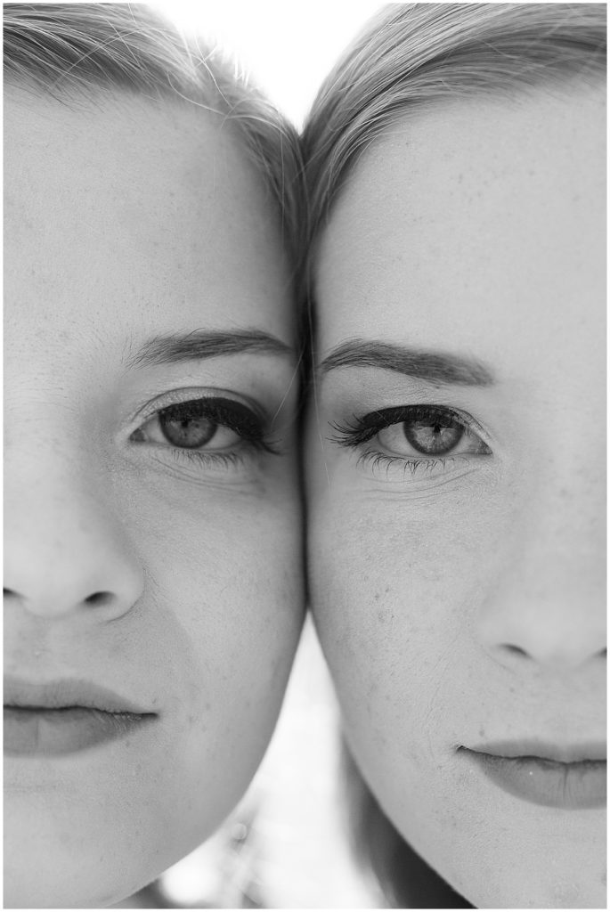 close up of twins face