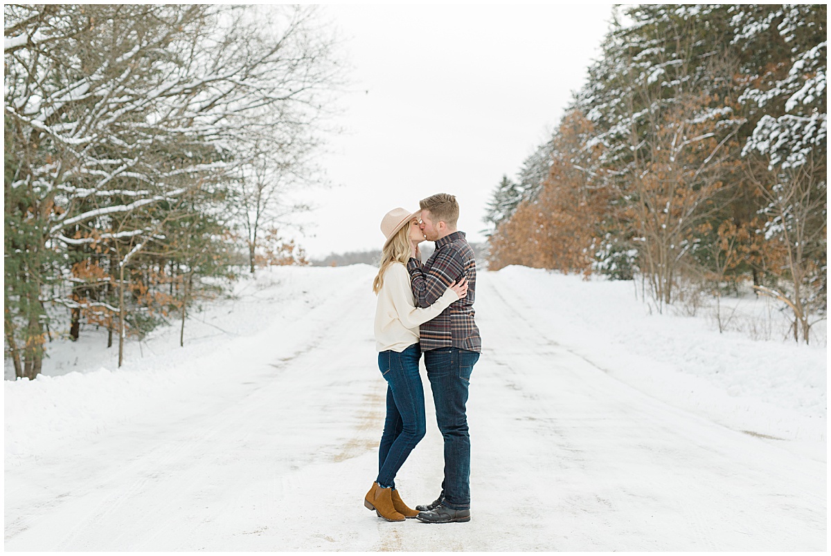 a snowy wisconsin engagement session